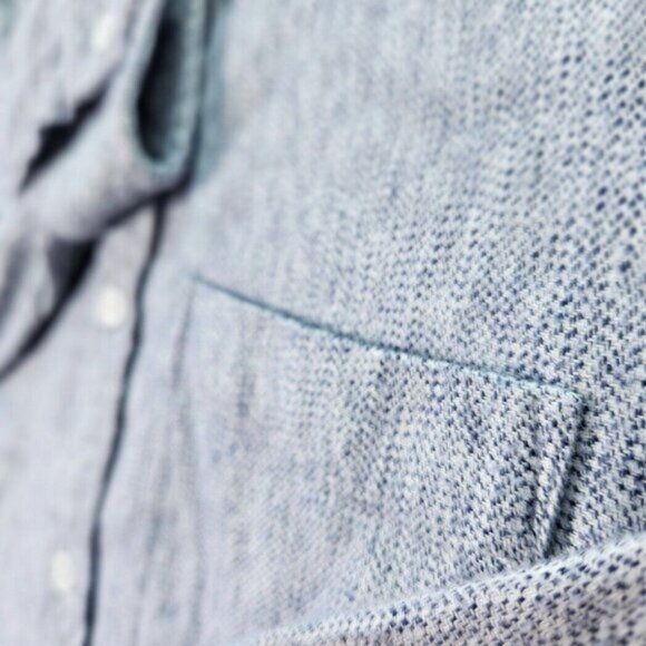 Club Monaco Shirt Slim Fit Button-Down Blue Flannel Long Sleeve Mens Size XS - Picture 8 of 11